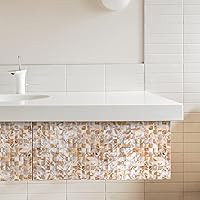 Vista 5 de KASARO Azulejos de Concha Despegar y Pegar para Salpicadero, Azulejos de Mosaico de Nácar Autoadhesivos para Decoración de Pared de Cocina Baño