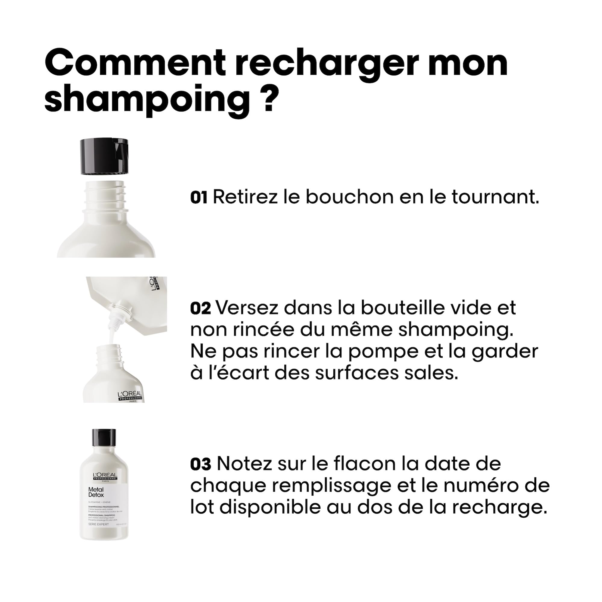 L'OREAL PROFESSIONNEL - Crème Lavante Metal Detox - Shampoing Anti-Casse & Anti-Metal - +67% de Nutrition - Empêche La Couleur de Virer - Sans Sulfate - Cheveux Abîmés & Cassants - Recharge 500 ml