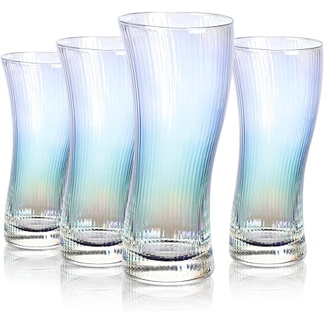 Joeyan Iridescent Curved Glasses for Sophisticated Drinkware