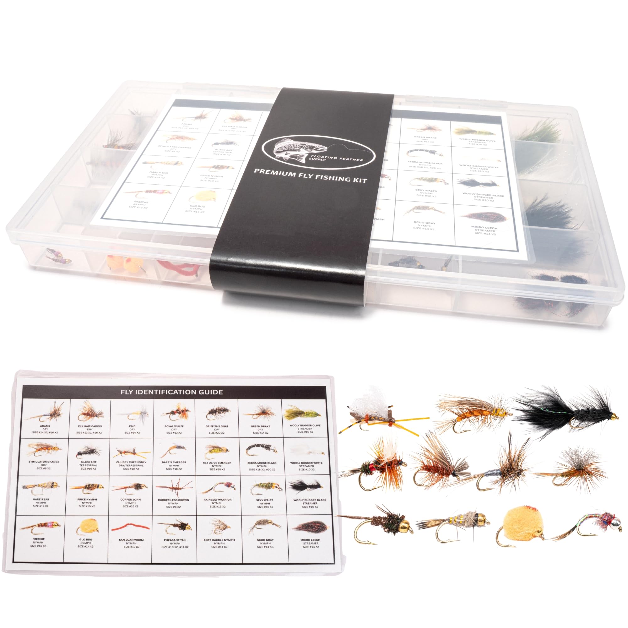 Fly Fishing Flies Kit 64, 152 & 268 Piece - Hand-Tied Dry Wet Nymphs Streamers Trout Flies Assortment with Waterproof Fly Box - Fly Fishing Lures & Accessories for Trout Bass Panfish - Beginner to Pro
