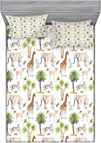 Miniatura 206 de Ambesonne Juego de sábanas bajeras y fundas de almohada de los años 90, patrón geométrico en estilo retro, formas redondas de triángulo de media