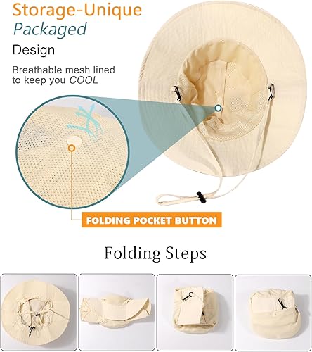 Miniatura 4 de Sombrero impermeable para el sol UPF 50+, protección UV, plegable, para mujeres y hombres, gorra ligera de verano para senderismo al aire libre