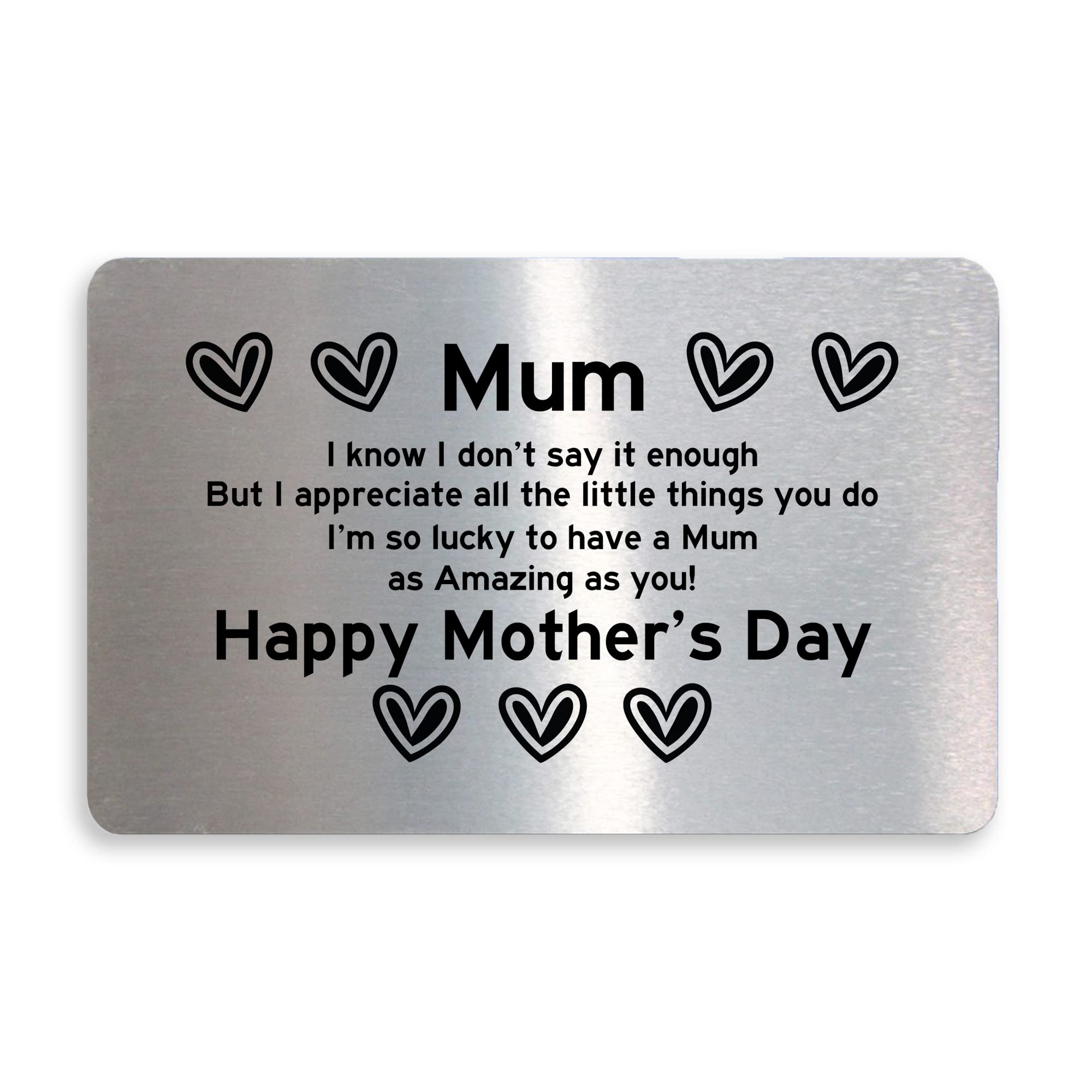 Happy Mothers Day Gift Metal Card Amazing Mum Gift From Daughter Son Keepsake