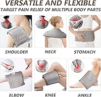 Vista 4 de Almohadilla térmica para microondas con funda lavable de 7 x 16 pulgadas, almohadilla térmica húmeda para el cuello, hombros, calambres, alivio