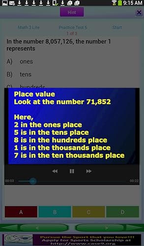 QVprep Lite Math Grade 3 Practice Tests with Video Hints
