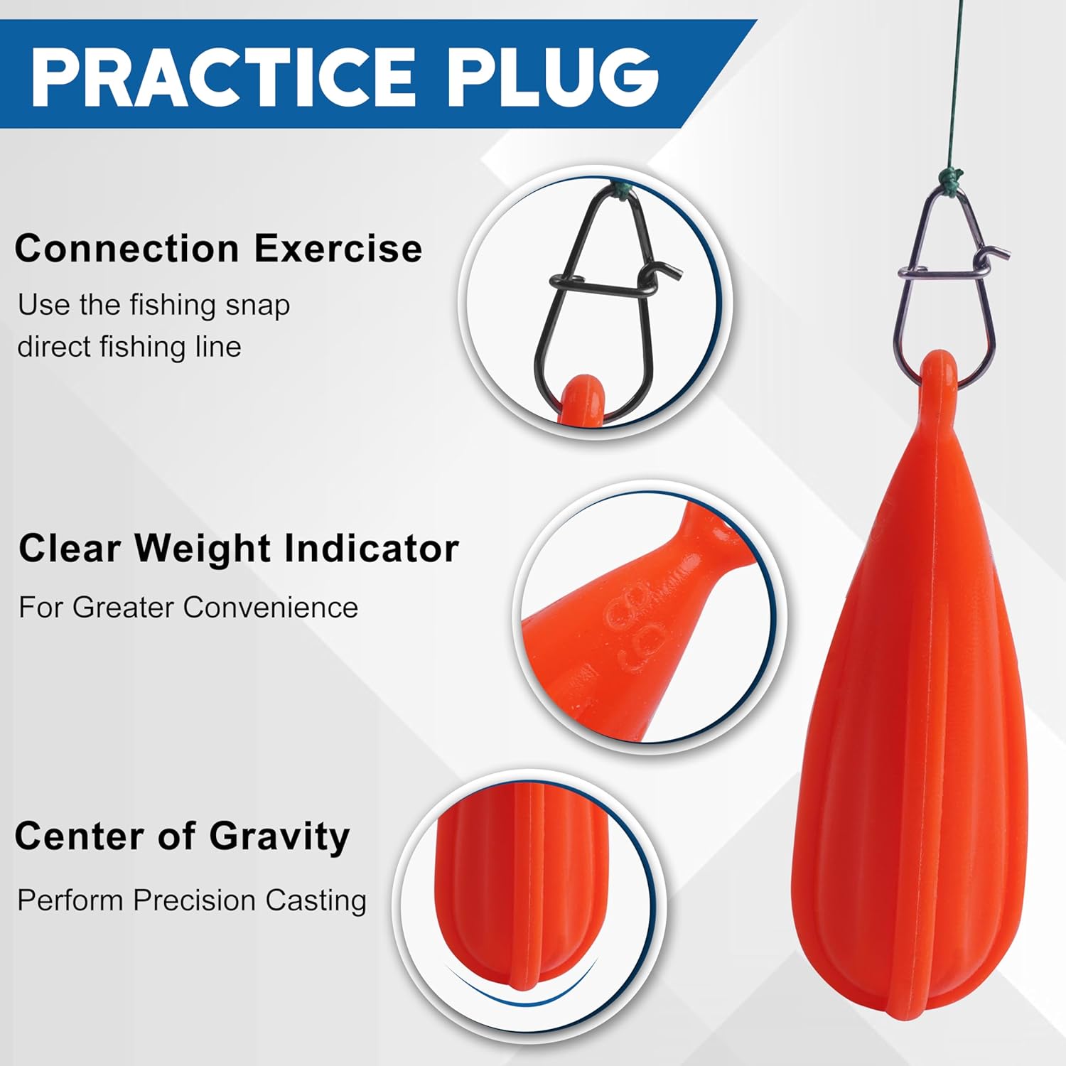 Fishing Practice Plugs, 5pcs Mixed Sizes Bait Casting Practice Plugs Weight Silicon Fishing Practice Casting Plug for Kids Improving Casting Skills