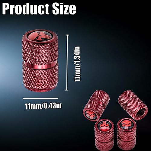 Miniatura 3 de MEAJOO 4 tapones de válvula de neumático de calavera, tapones universales de aleación de aluminio con anillo de goma O, compatibles con automóviles,