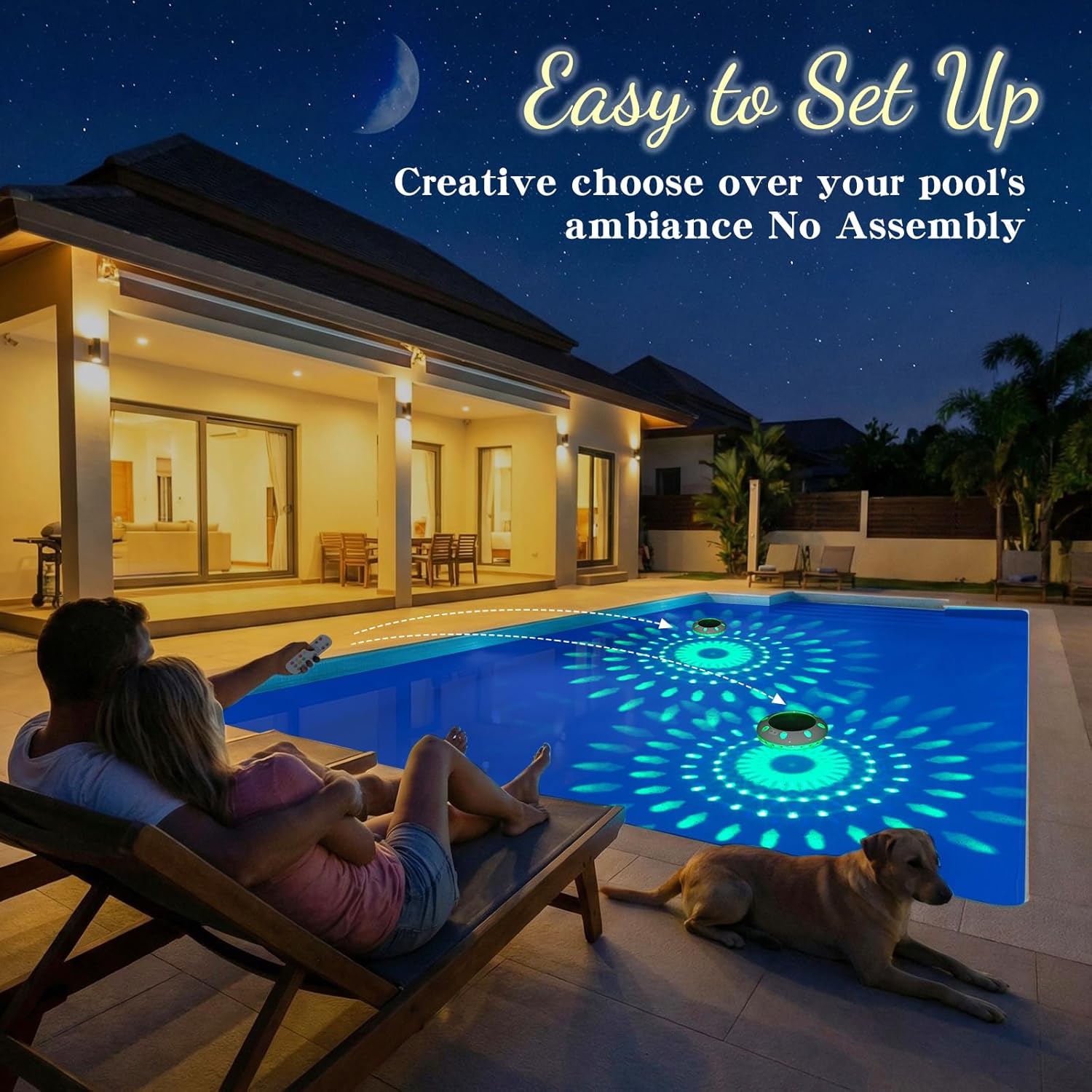 Floating Pool Lights Soalr Powered w/Remote, 6.5" Top to Bottom Dynamic Color Changing Pool Lights that Float, IP68 Waterproof Solar Floating Light for Pond Wedding Garden Decoration(1)