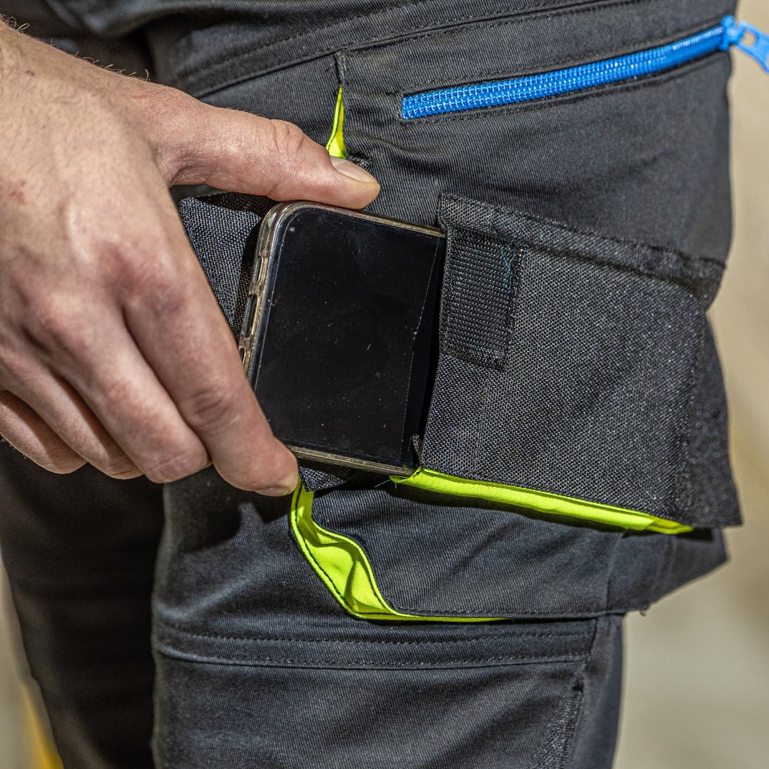 Högert Technik - Reetz elastische 3/4 Schutzhose schwarz |Twill-Gewebe | Shorts mit Taschen | Herren Kurz Arbeitshose | Arbeitsshorts Arbeitshosen Männer | EN ISO 13688