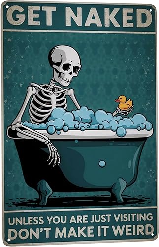 Letrero de hojalata de baño de 8 x 12 pulgadas, arte de pared de metal punk rock para inodoro alternativo, apartamento de estudio y decoración