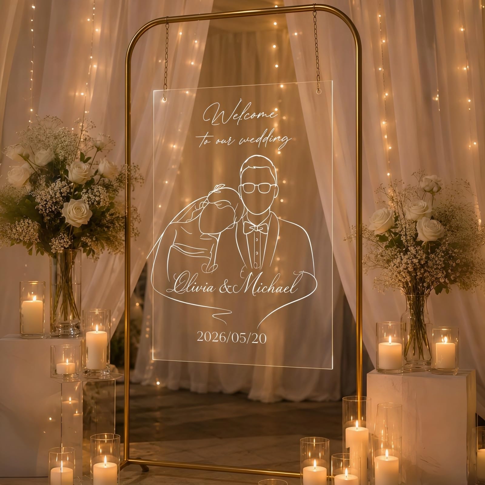 Custom Wedding Mirror Decal, Personalized Welcome to Our Wedding Vinyl Sticker for Mirror, Wedding Reception Signage Decor, Custom Names and Date Ceremony Display Sticker