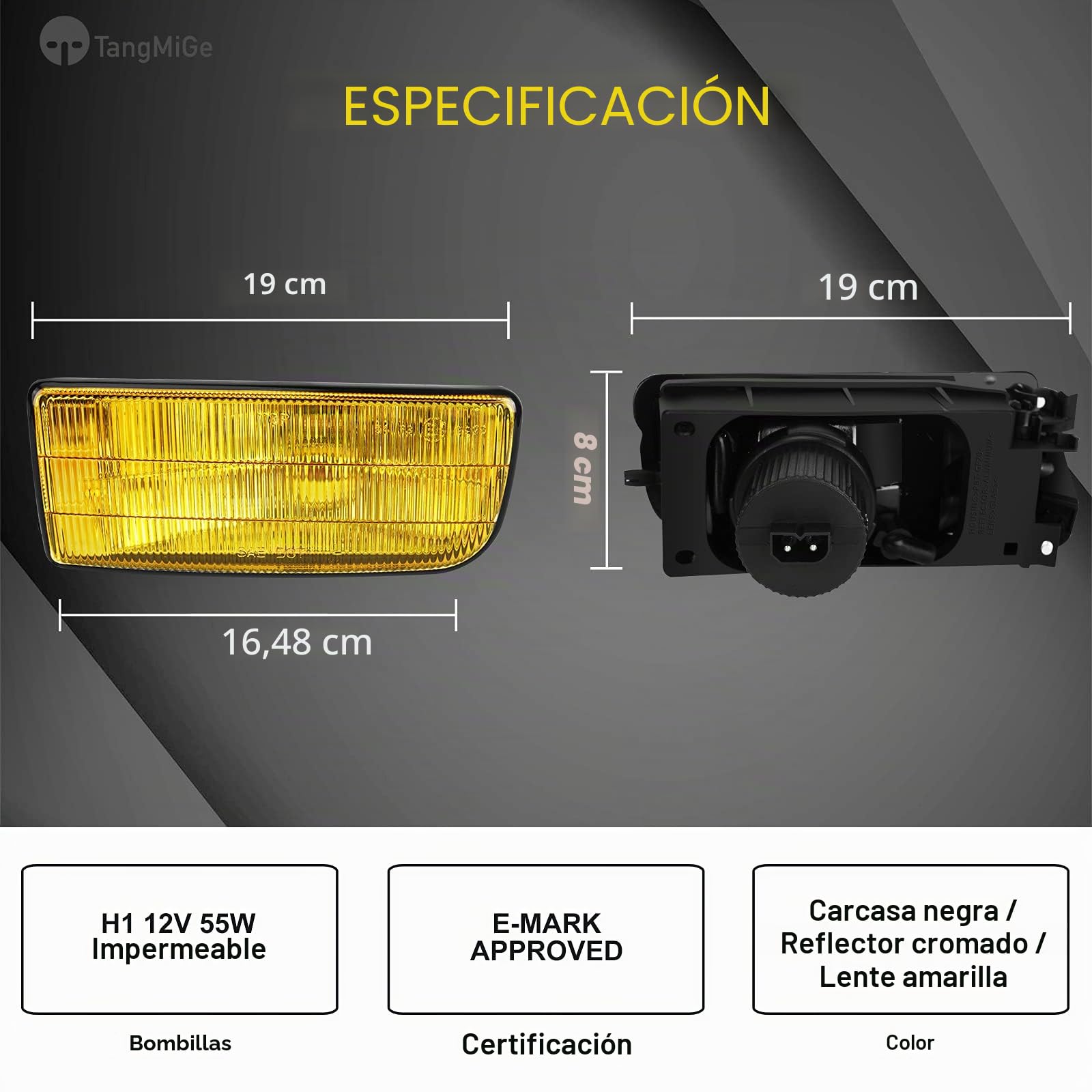 TangMiGe Luces Antiniebla compatible con BMW E36 Serie 3 HB SDN WGN CPE CONV, (318i 318is 318ti 320i 323i 323is 325i 325is 328i 328is M3), Diseño original, 09/1990-08/2000 (Amarillo)