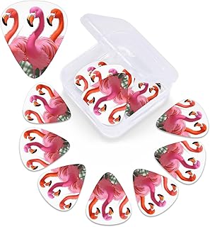 Flamingo print Guitar Picks 12 Pack Personalized Guitar Picks with Storage Box Guitar Accessories for Ukulele Electric Acoustic Guitars Bass