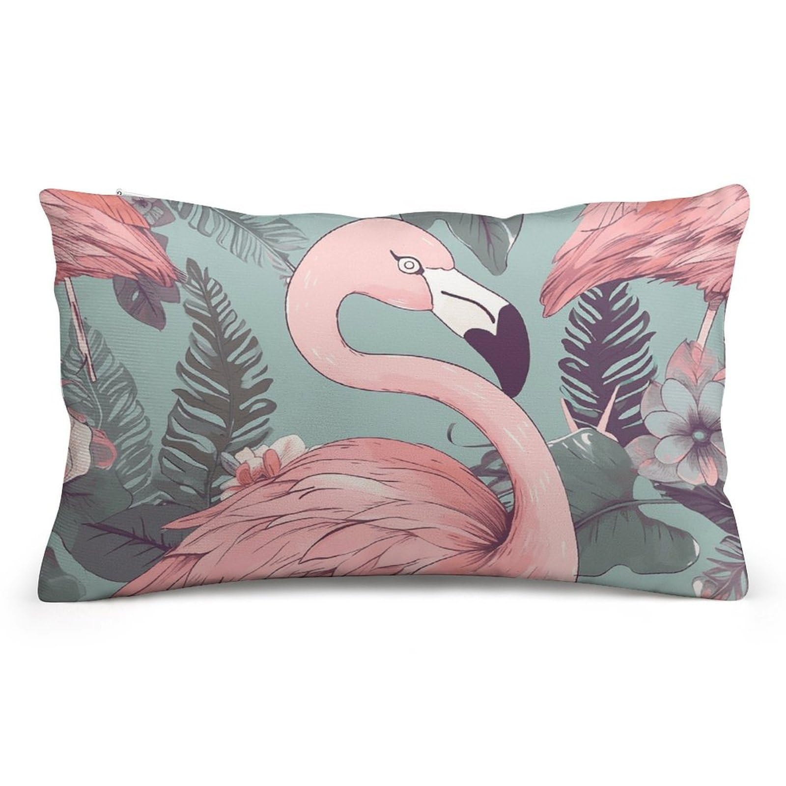 Velvet Pillowcases Standard Size 8"x12", Ultra Soft Breathable Pillow Cases for Bed, Luxury Cozy Fuzzy Pillow Shams, Lumbar Pillow Cover, Flamingo Cushion Case Home Decor