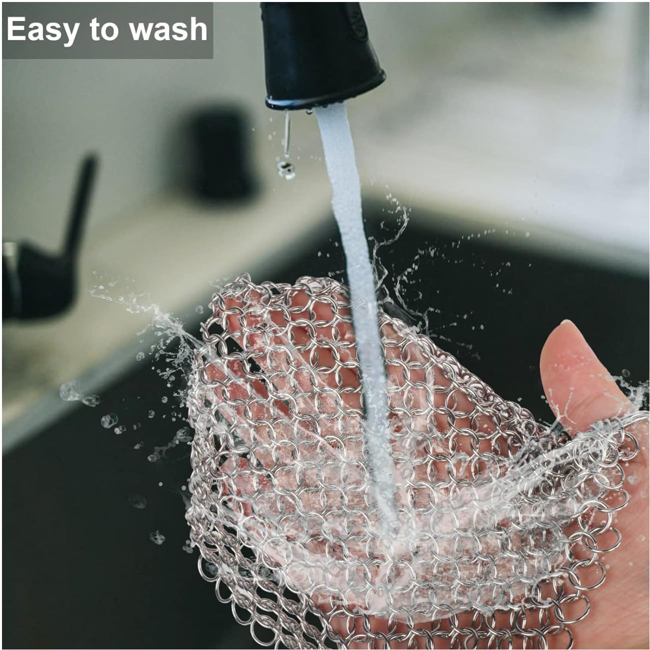 Scrubber per Cotta di Maglia in Acciaio Inossidabile, 2 pz Cast Iron Cleaner Scrubber in Acciaio Pulitore in Ghisa Ghisa Attrezzi per la Pulizia con Anello per Pentole in Ghisa