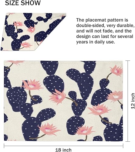 Miniatura 4 de Juego de 4 manteles individuales para decoración de plantas de cactus, manteles individuales lavables e impermeables para fiestas, hogar, comedor,