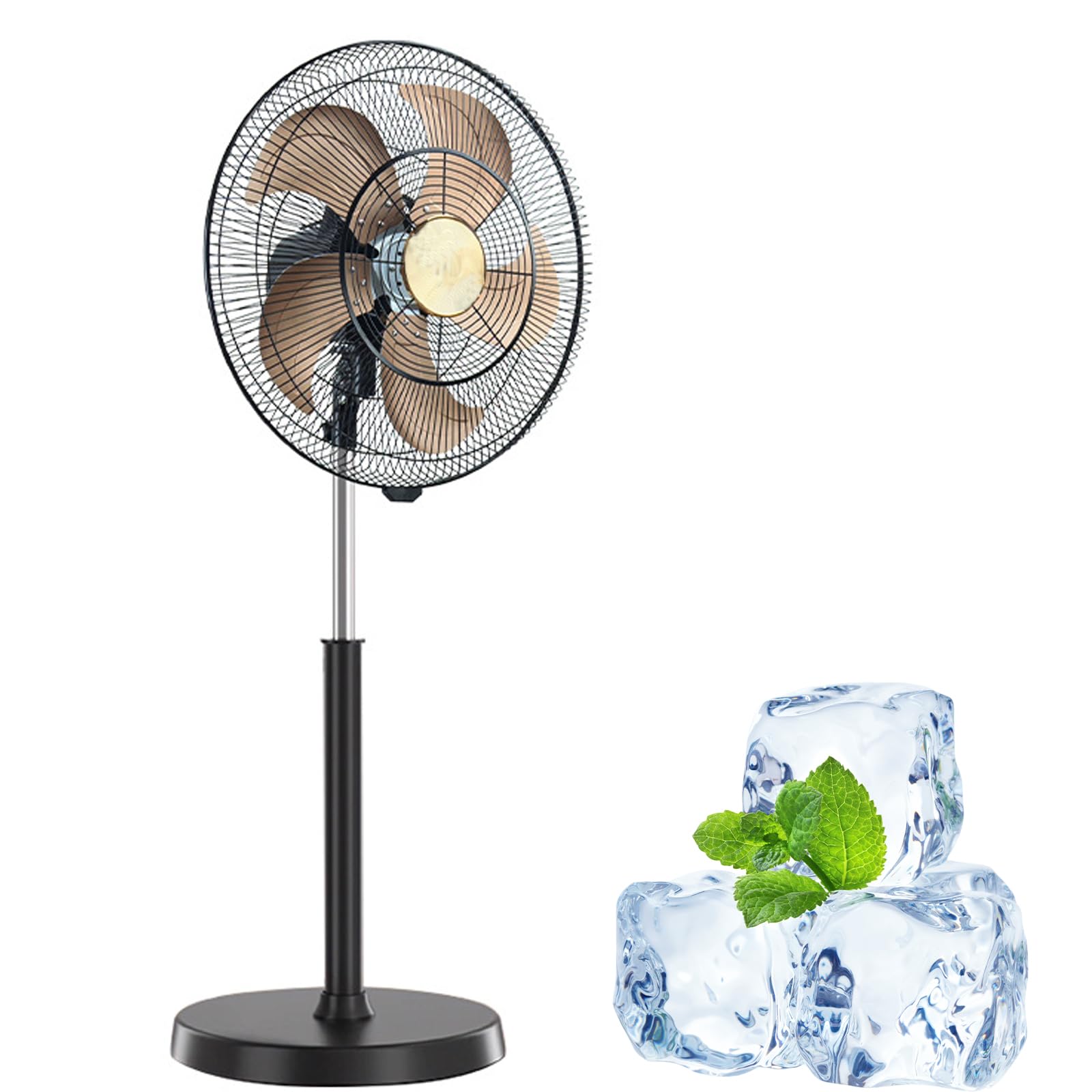 Ventilatore da pavimento industriale ad alta velocità da 18 pollici | Ventilatore oscillante/5 velocità, ventilatore a piedistallo in metallo ad alta velocità per scantinati, magazzini(Stand)