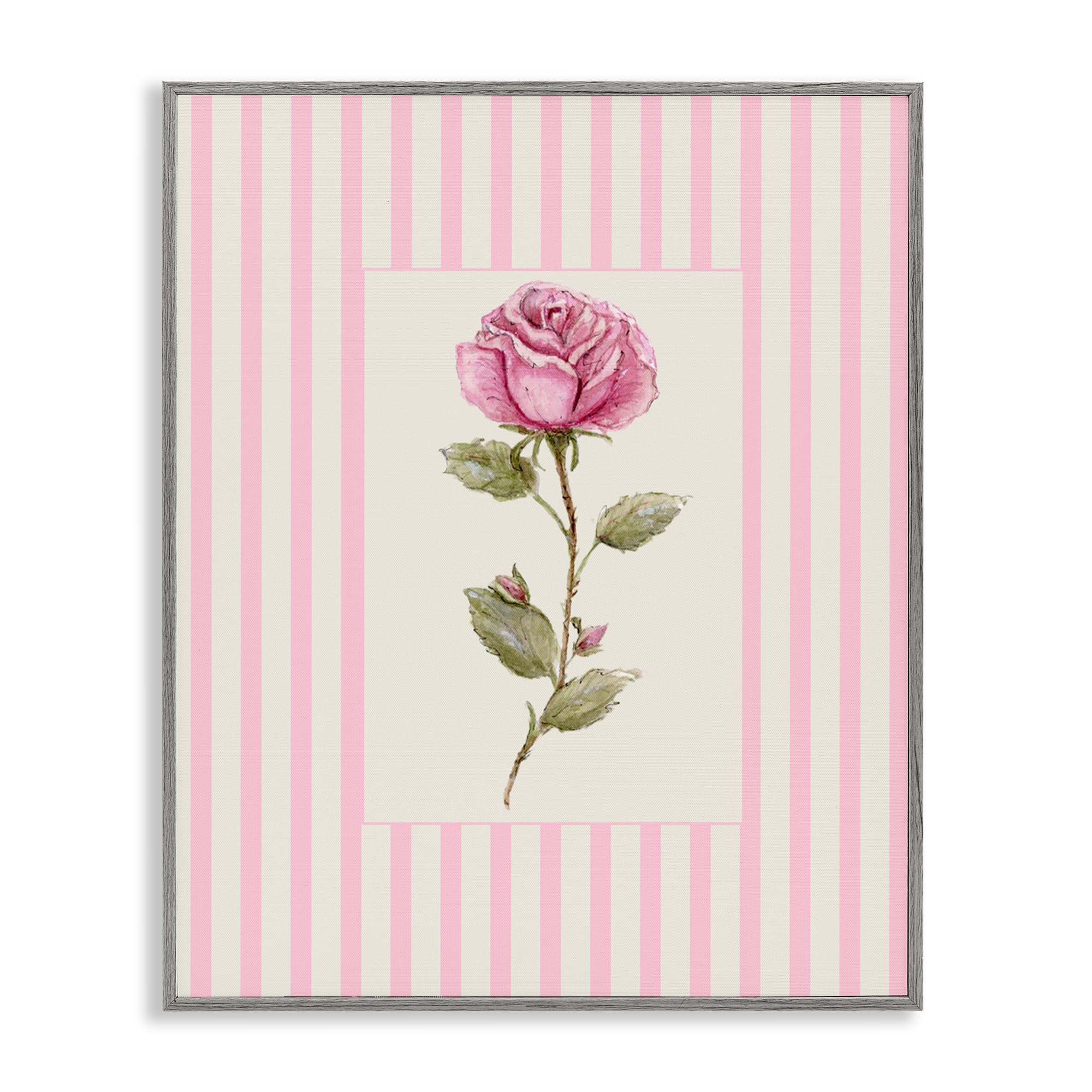 'Pink Stripe Rose'| Framed Giclee Art