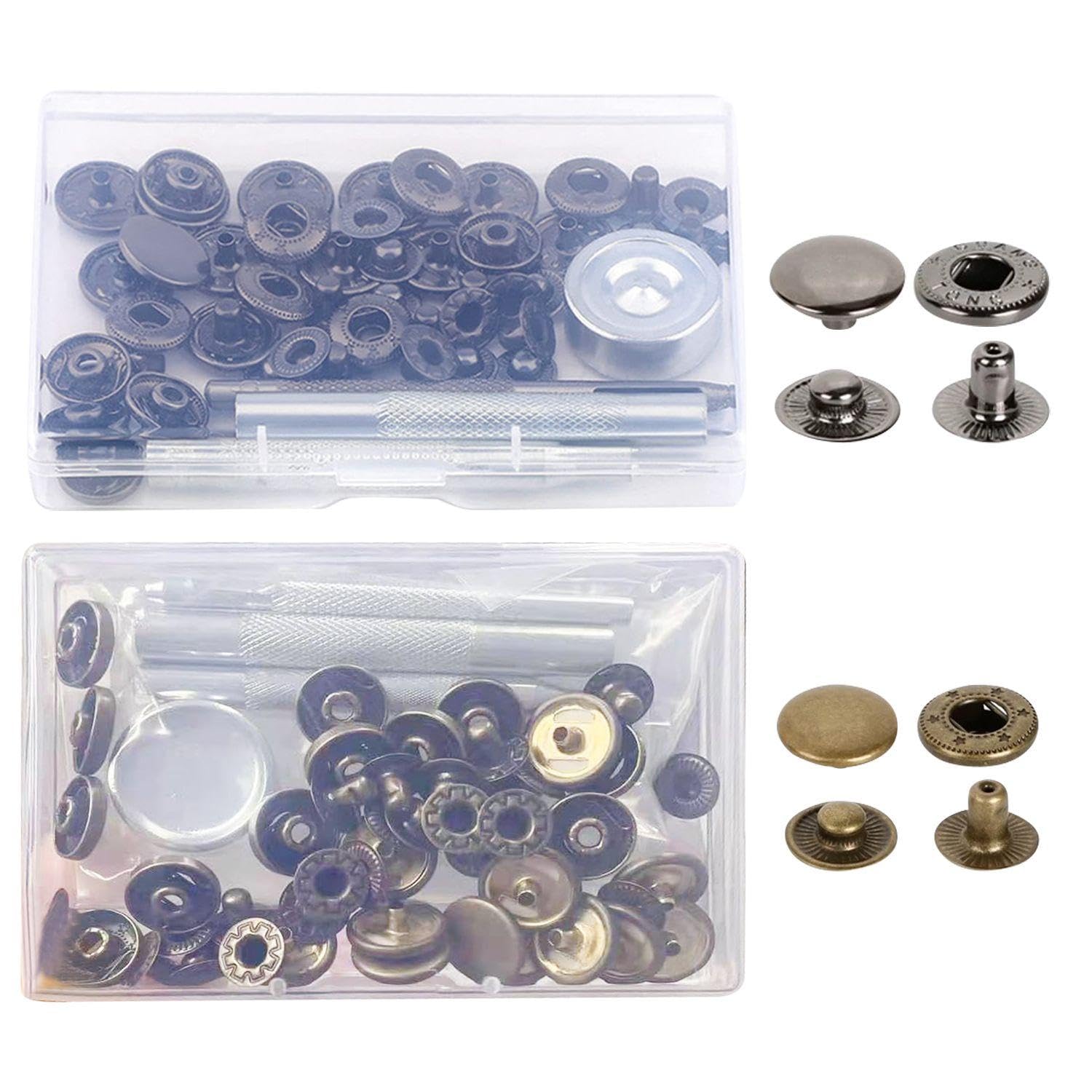 Nidhfg Blue Bronze 2-Box Metal Button Set, Multi-Function Fasteners, Creative Simplicity, Round Fixing Buckle, Diy Clothing Sewing And Decorative Accessories.
