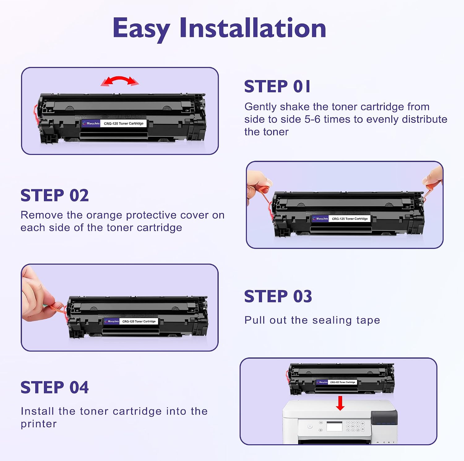 Compatible CRG-125 Toner Cartridge Replacement for Canon 125 CRG-125 C125 3484B001 to use with ImageClass LBP6030w LBP6000 ImageClass MF3010 Laser Printer (4 Pack-High Yield, Black)