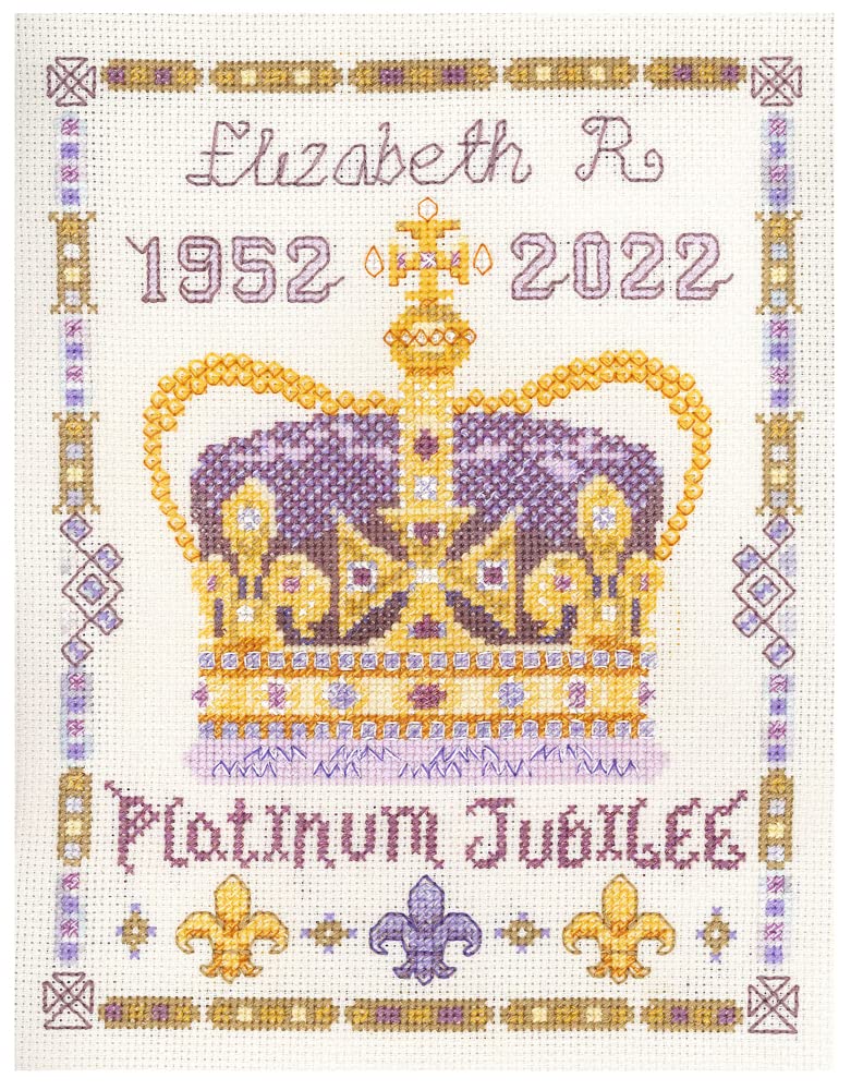 Queen's Platinum Jubilee Sampler - Complete Cross Stitch kit on 14 aida with Clear Colour Chart
