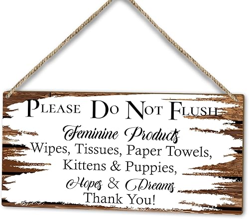 Miniatura 6 de Letrero con texto en inglés "Bathroom Welcome Please Seat Yourself", placa de madera impresa para colgar en la puerta de 10 x 5 pulgadas, decoración