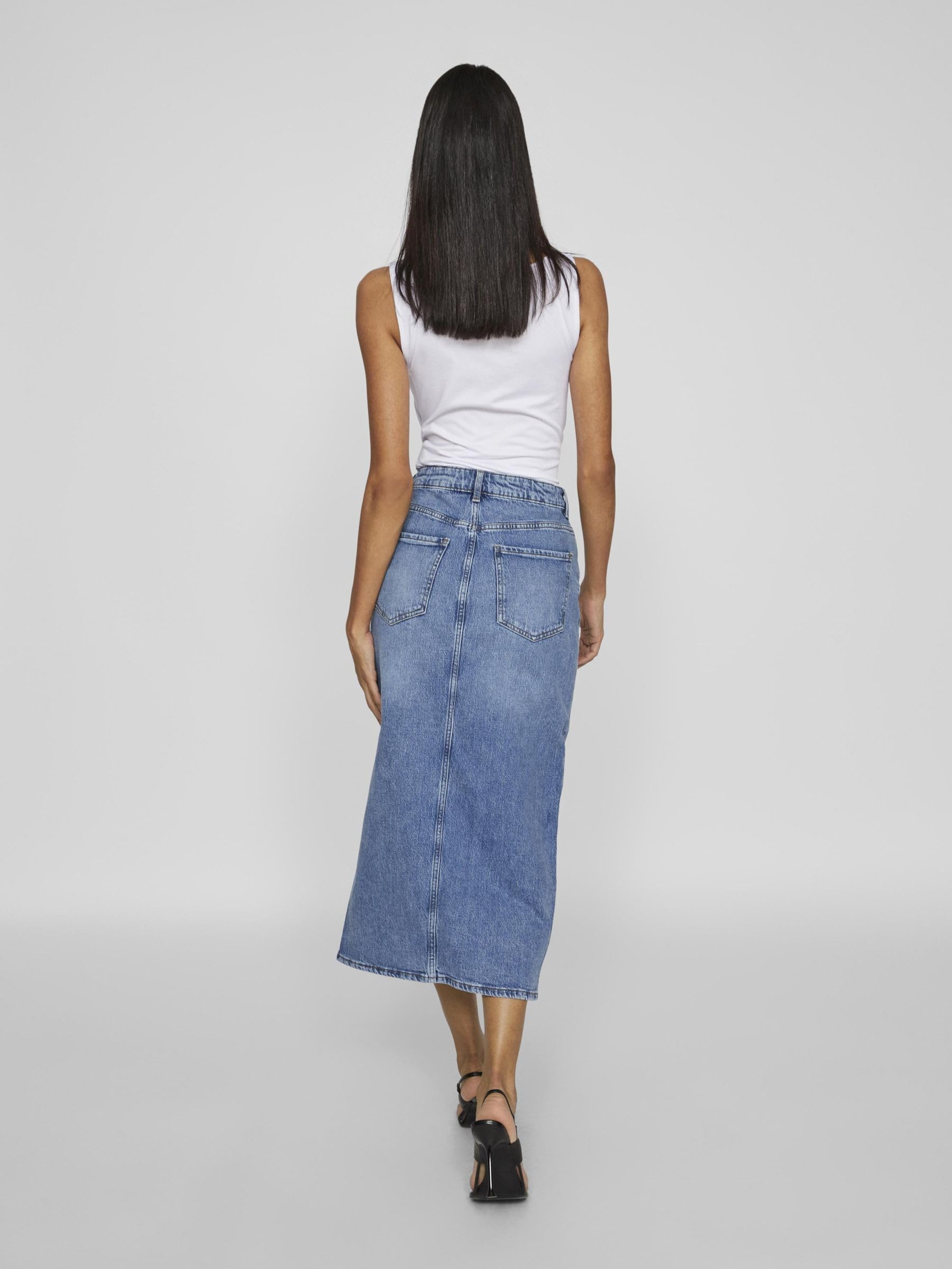 Vila Damen Vijaf Hw Midi Denim Skirt-noos Jeansrock (1er Pack)