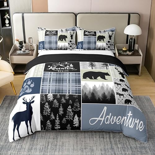 Erosebridal Rustic Deer Bear 100% Cotton Duvet Cover Full Size Boys Country Farm