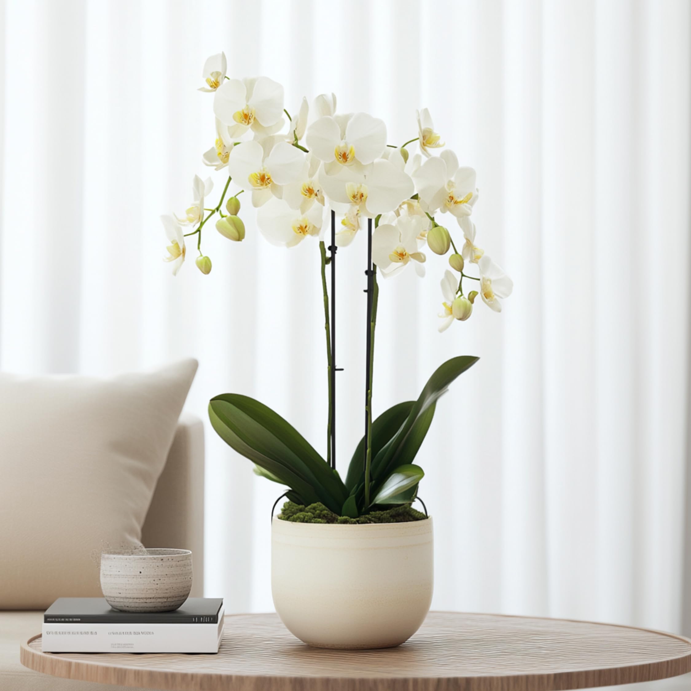 Plant in a Box - Phalaenopsis Multiflora - Orquídea Blanco - Planta de interior en flor - Apta para gatos - Maceta 12cm - Altura 35-45cm