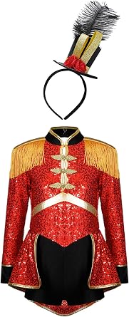Girls Circus Drummer Magician Costume Kids Ring Master Jumpsuit Uniform Halloween Outfit