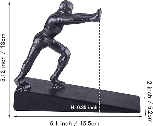 Miniatura 2 de 2 topes de puerta de hierro fundido, tope de puerta decorativo rústico resistente, cuña de tope de puerta de hombre para detener tu dormitorio, baño