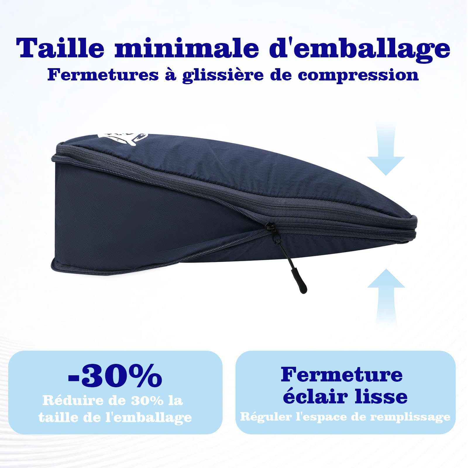 Sac de Compression, Nylon Ultralégers Sacs de Rangement de Voyage, Lot de 4 Packing Cubes d'emballage pour Valise, Organisateurs de Bagage pour Valise et Sac à Dos