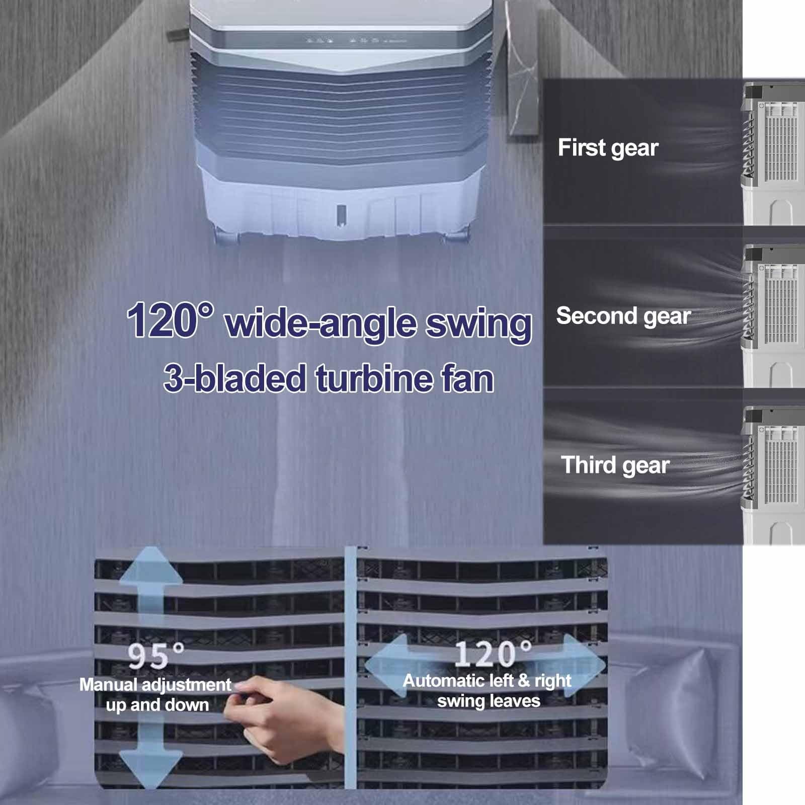 Raffrescatore evaporativo, ventola di raffreddamento ad acqua a 3 velocità | Ampio serbatoio dell'acqua, bassa rumorosità, 150 W, ampia oscillazione 120°, per soggiorno garage camera da letto(A,40L)