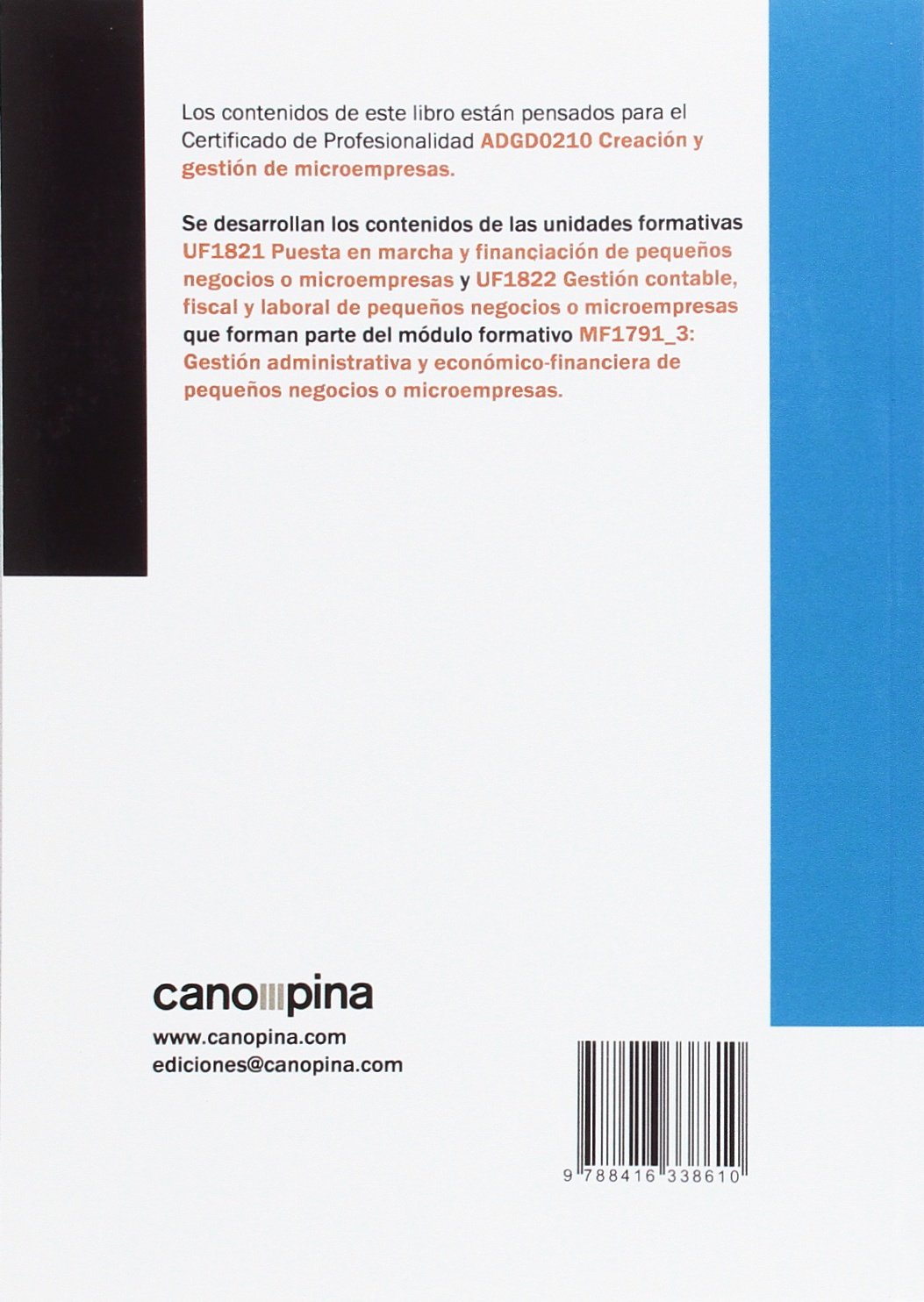 MF1791 Gestión administrativa y económico-financiera de pequeños negocios o microempresas (SIN COLECCION)