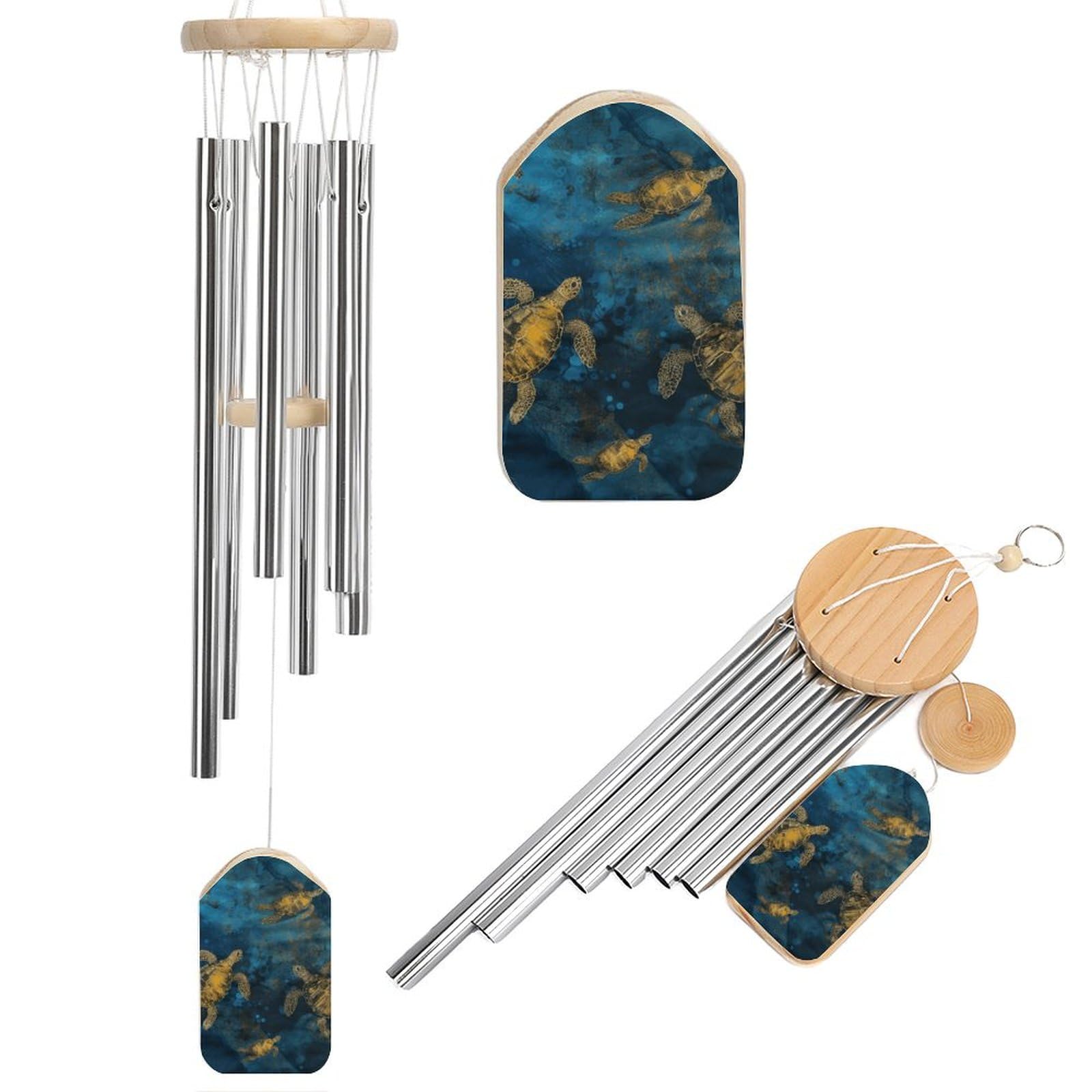 Outdoor Wind Chimes, Sea Turtle Printed Wind Chimes,Simple Wind Chimes,Curtain Wind Chimes for Home Decoration
