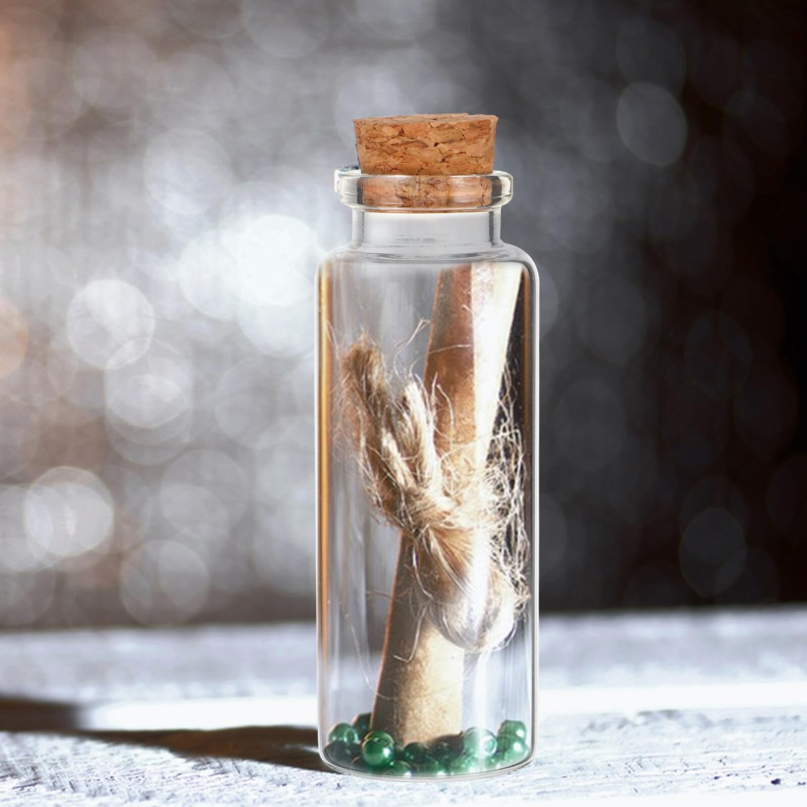 50 Stück Kleine Glasflaschen mit Hals Transparente Dekorative Fläschchen mit Weichem Korkverschluss zum Befüllen für Wunschzettel Bastelideen und Landschaftsdekorationen
