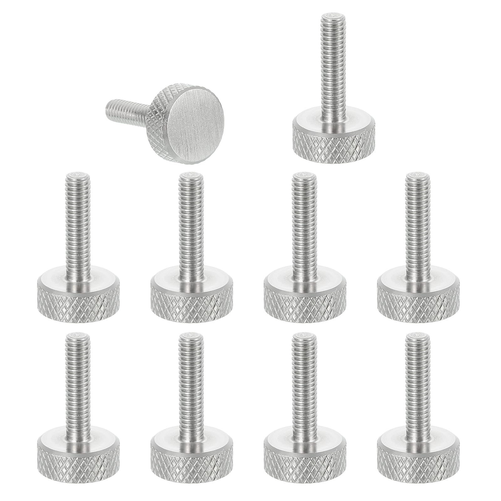 sourcing map M4x16mm Knurled Thumb Screws 304 Stainless Steel 12mm D 12 Pcs