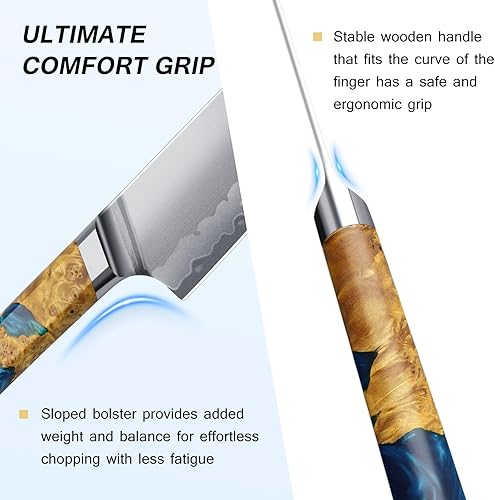 Miniatura 3 de FINTISO Cuchillo de chef de 8 pulgadas en S35VN cuchillo de chef japonés con núcleo de acero en polvo, cuchillo de cocina de acero revestido de 7