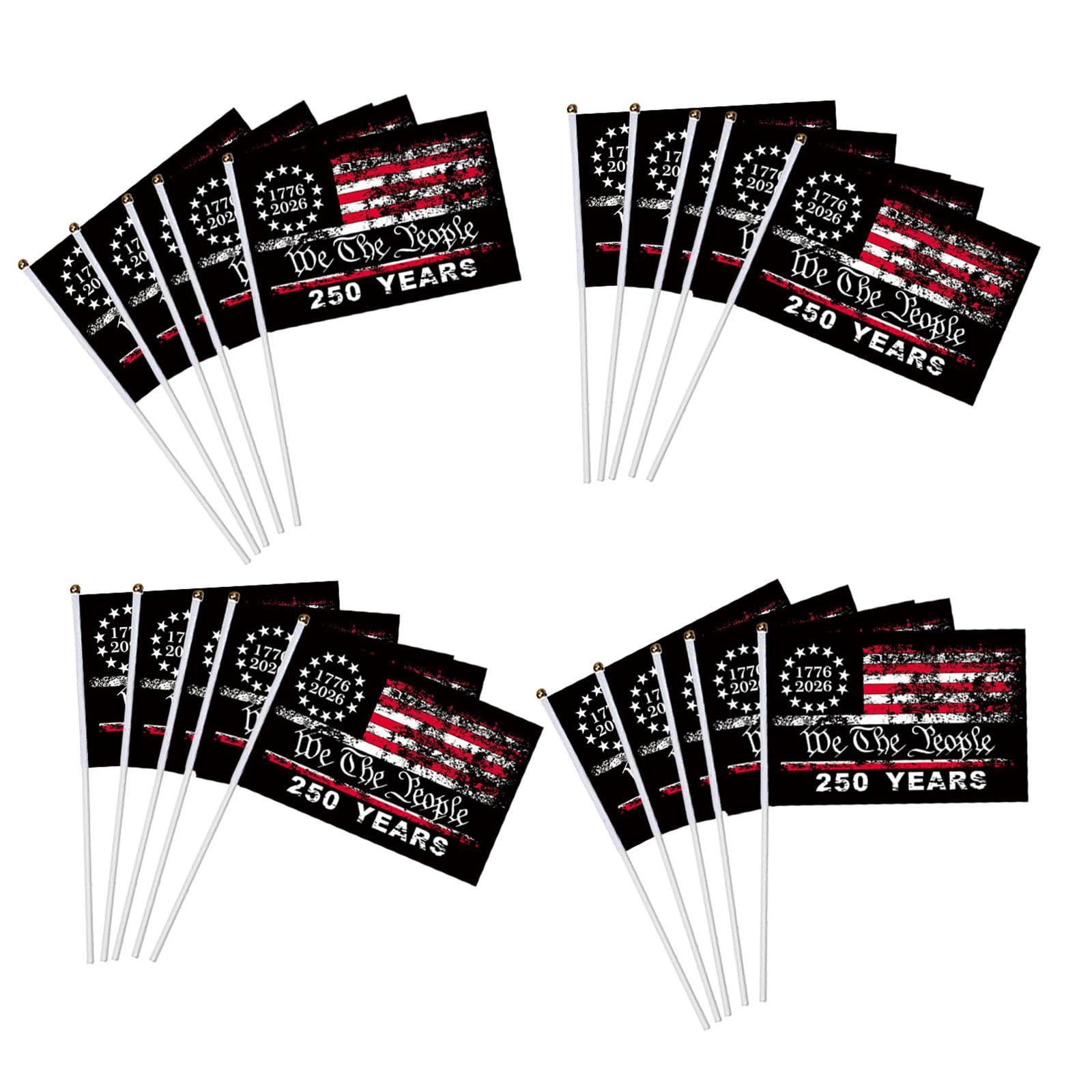 Navna Syq1004 20Pcs Us 250 Anniversary Stick Flags, 1776-2026 250Th Patriotic Signs Hand Held Flags, Patriotic Americans On Stick Americans On