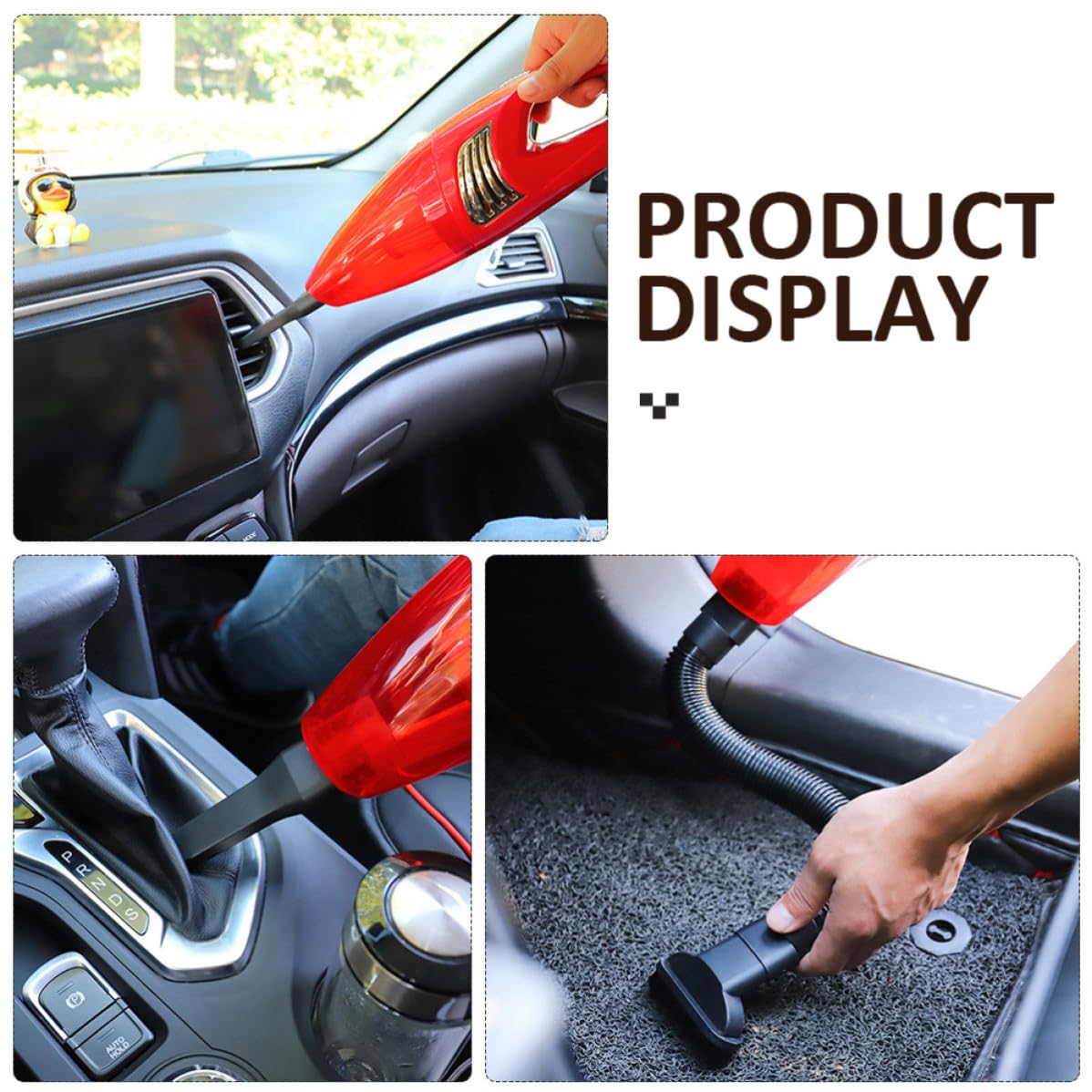 NUOBESTY Aspirapolvere Portatile per Auto Rosso in Abs, Mini Aspirabriciole senza Fili, Leggero e Potente la Pulizia Durante la Guida