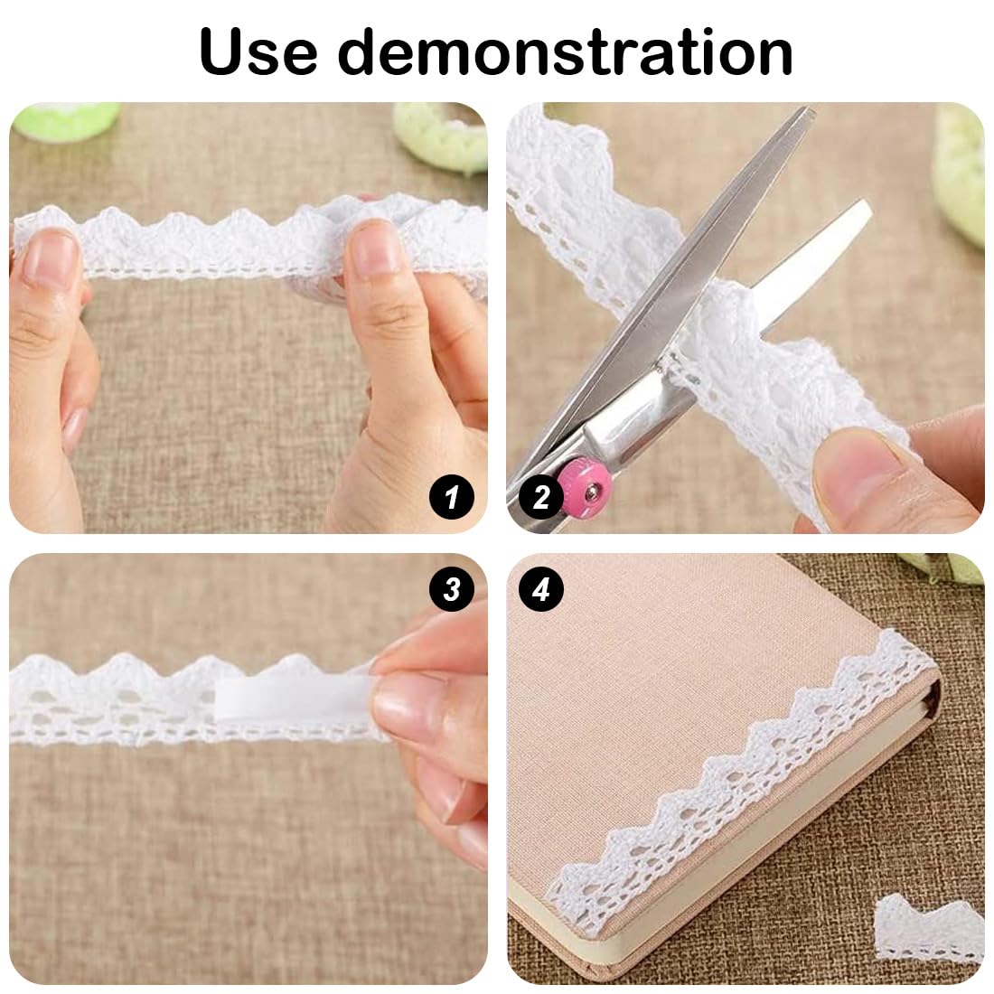 Nastro In Pizzo Autoadesivo Bianco - 3 Rotoli Per Matrimoni, Craft, Decorazioni