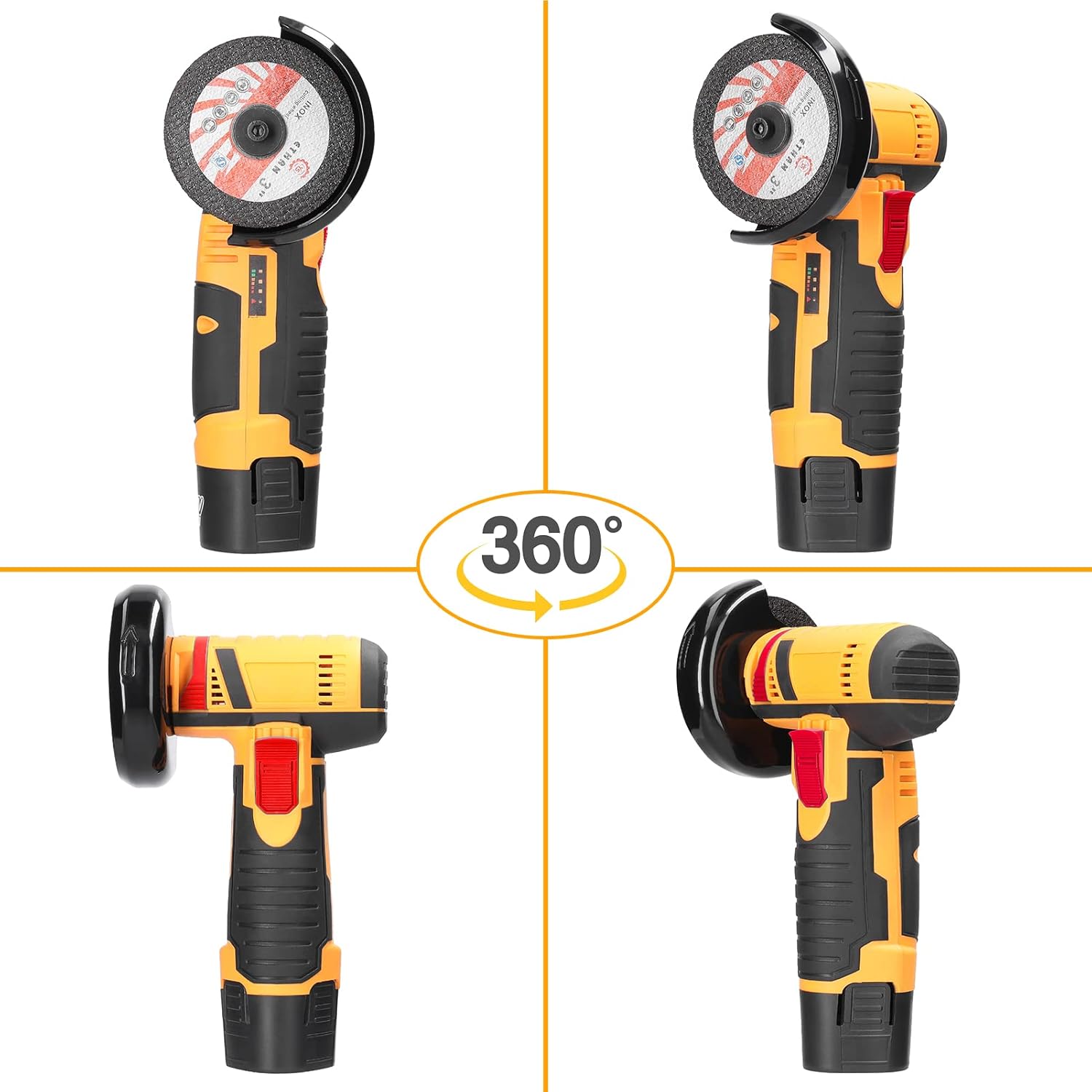 Hancaner 19500rpm Electric Grinding Tool, Multifunctional Electric Grinder, Handheld Cutter with 2 PCS Cutting Blades for Cutting Polishing Ceramic Tile Wood Stone Steel, (US Plug 2pcs batteries)