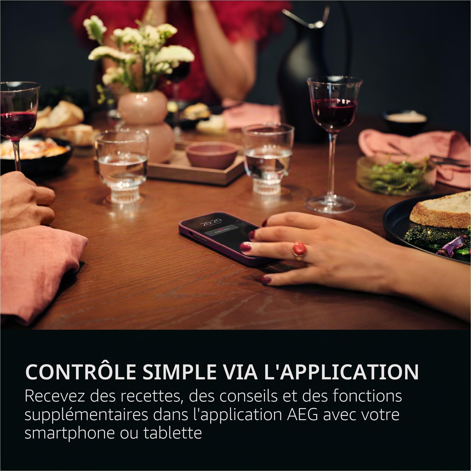 AEG TE7PB62WAB - Four encastrable Wifi - Série 7 - Écran couleur TFT Full Touch avec assistant de cuisson - Fabriqué en Allemagne - Auto-nettoyage à pyrolyse - Capteur de température centrale : pour