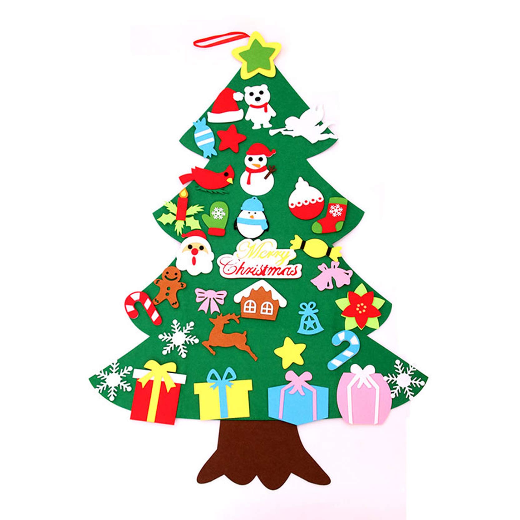 Árbol de Navidad de Fieltro para Bricolaje,Juego de árbol de Navidad de Fieltro Desmontable, niños,Puerta de Pared,Oficina,salón de Clases,decoración navideña Colgante