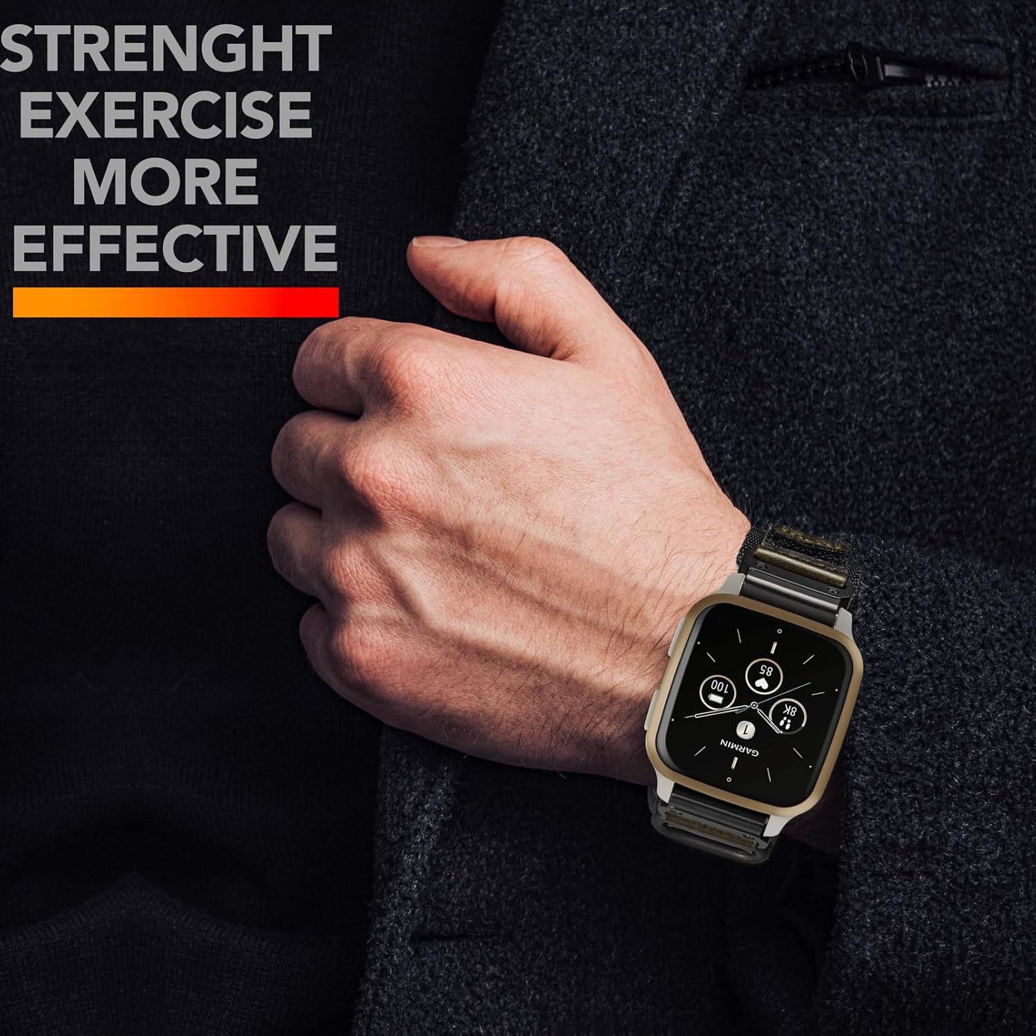 Leather Watch Band Compatible With Garmin Venu/Venu 2/Venu 3/Venu Sq/Venu Sq 2/Venu Sq Music/Venu 2/Venu 2 Plus/vivoactive3/ForeAthlete 245/245 Music/645/645 Music/Approach S40/S42,Upgraded Three Buckles Garmin Venu Watch Band - Image 4