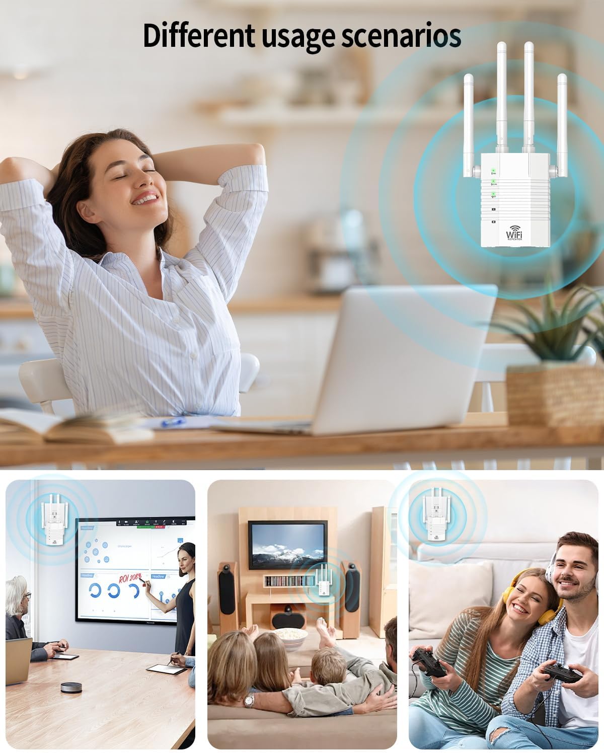 WiFi Extender, WiFi Extender Signal Booster, WiFi Booster, Covers Up to 13888 Sq.ft and 150+ Devices, Dual Band Wireless Repeater, WiFi Repeater, WiFi Extenders Signal Booster for Home