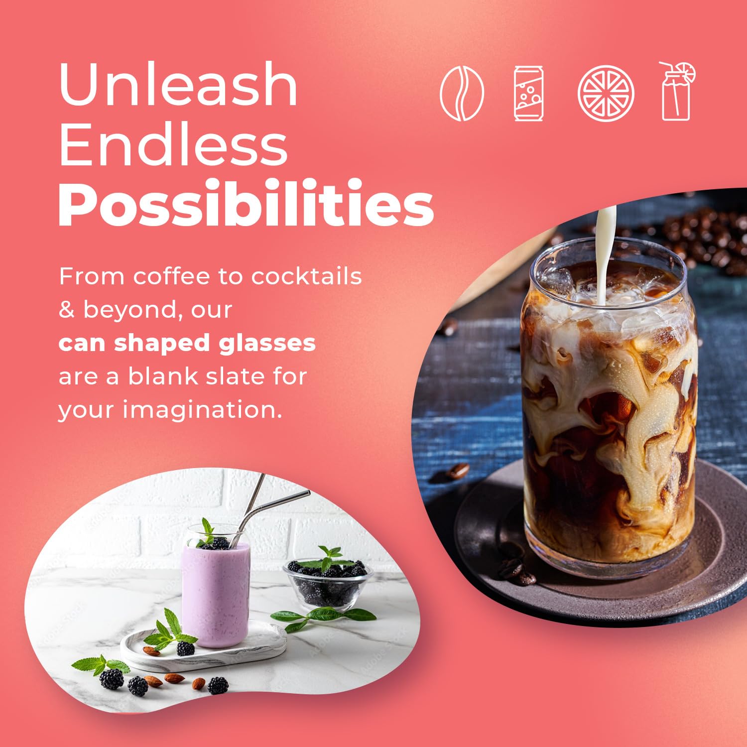 Homesphere Vasos de vidrio con forma de lata, vasos de 16 onzas para beber, juego de 6 piezas, soda, café helado, agua, té