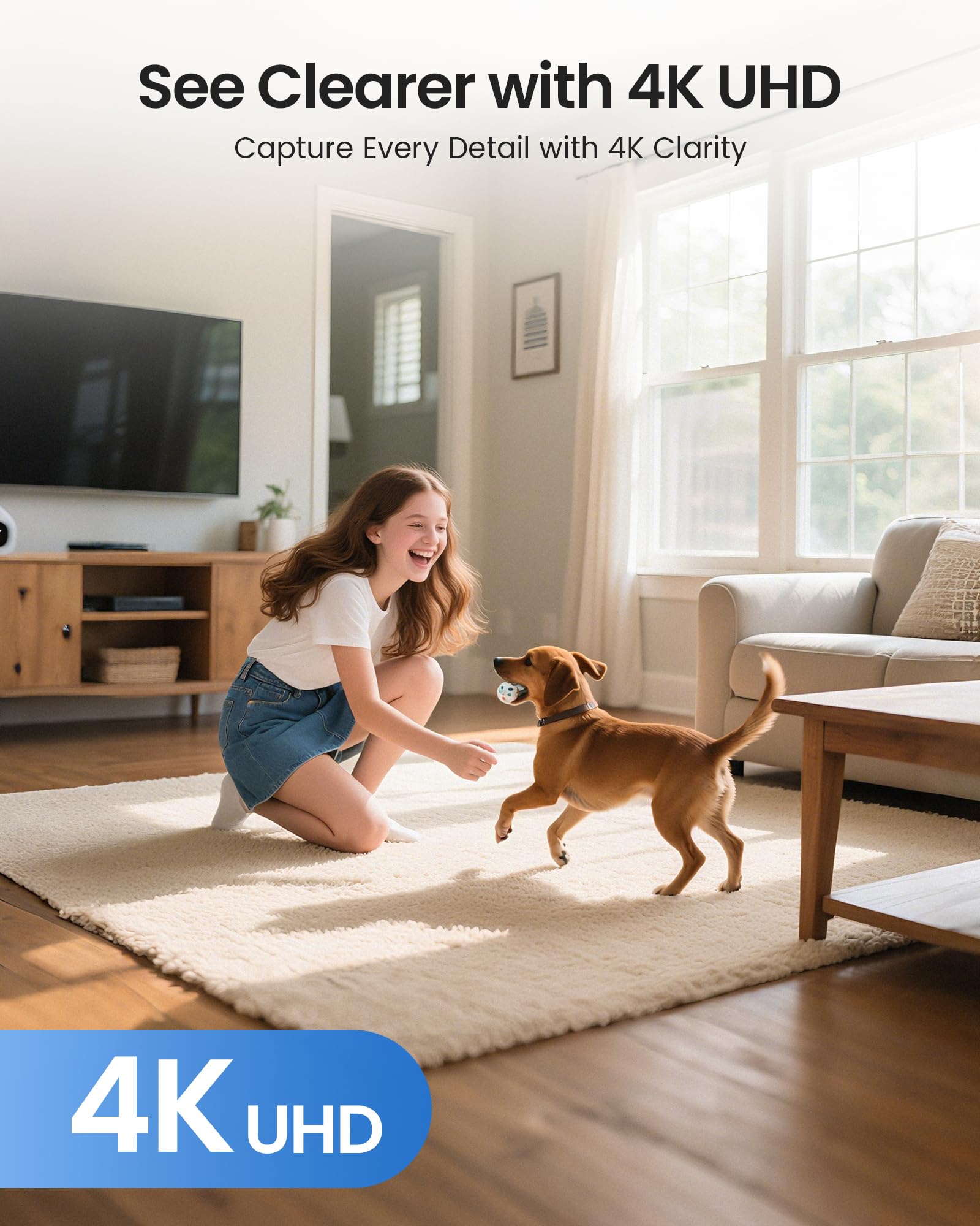 ZOSI Pack de 2 Cámara Vigilancia Seguridad WiFi Interior 8MP para Bebé/Mascota, Detección y Seguimiento de Movimiento, 360° Vista, Audio Bidireccional, 2.4G/5G WiFi, 64GB Tarjeta Incluida, 4K C518