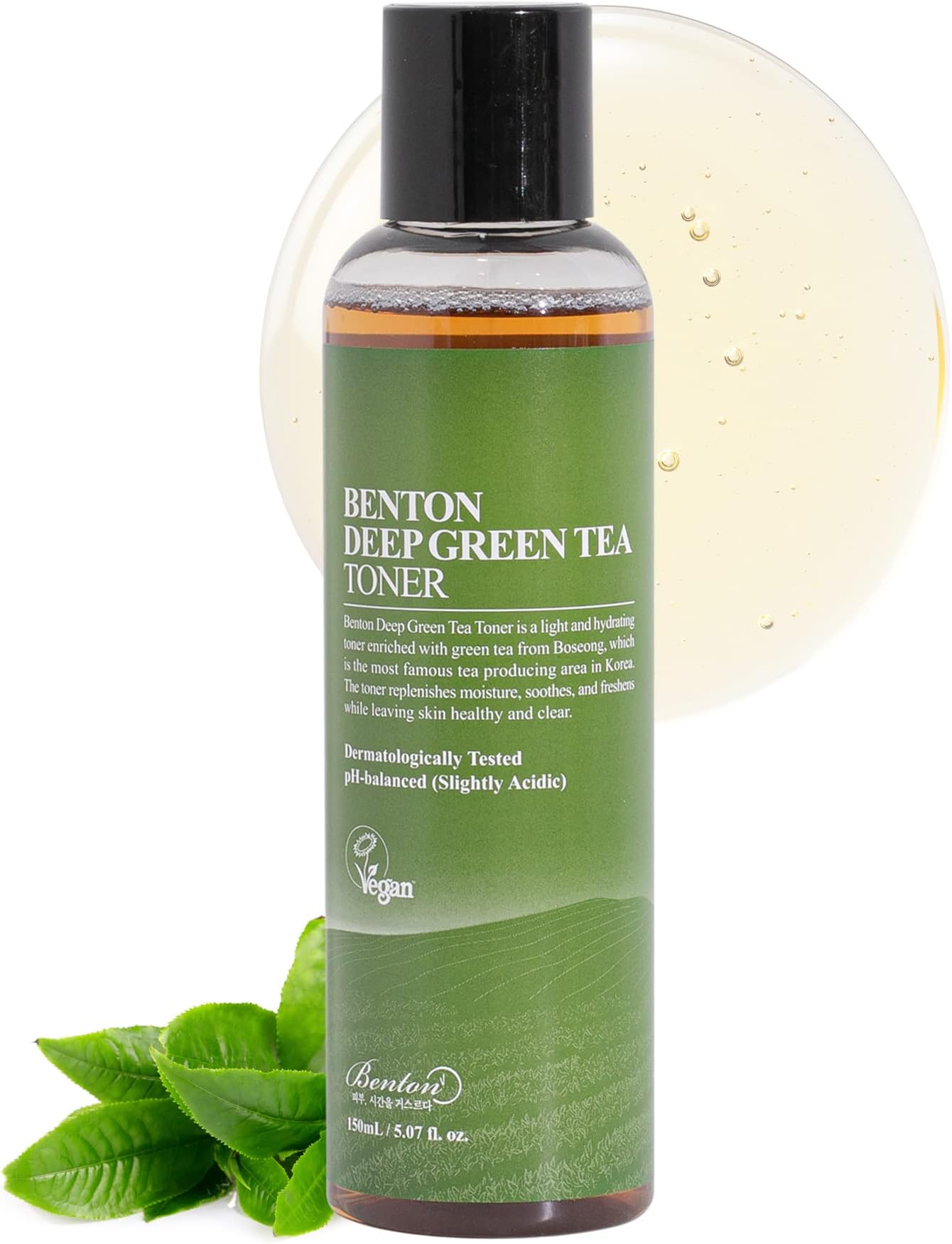 BENTON Deep Green Tea Toner 150 (5.07 fl.oz.) - Nourishing & Hydrating Facial Toner for Oily and Sensitive Skin, Skin Soothing & Purifying