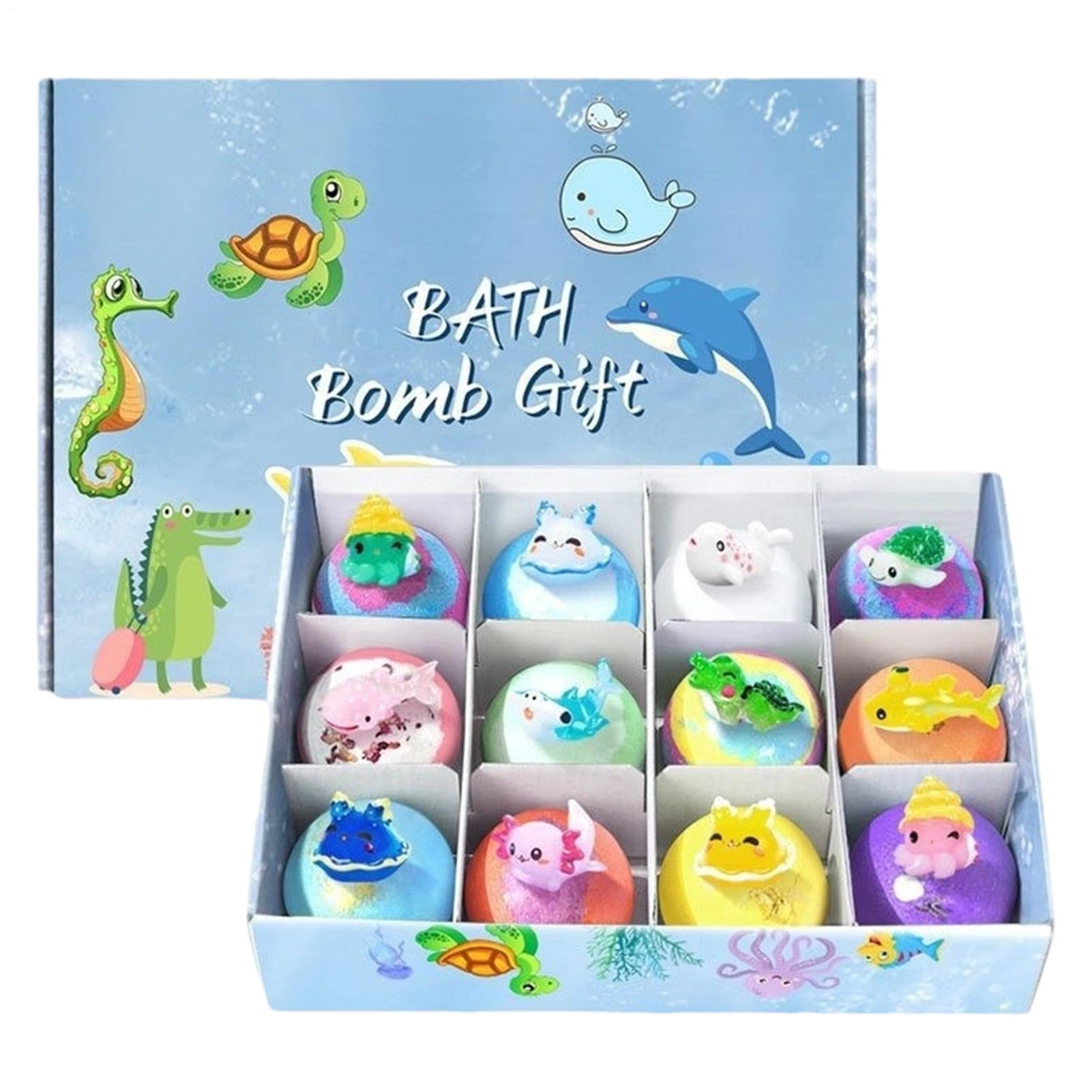 Baños de Burbujas para Niños Set Submarino de 12 Piezas con Animales | Bolas y Juguetes de Bañera para Niños para Pequeños en Piscina, Playa, Parque Acuático, Hogar y Viajes